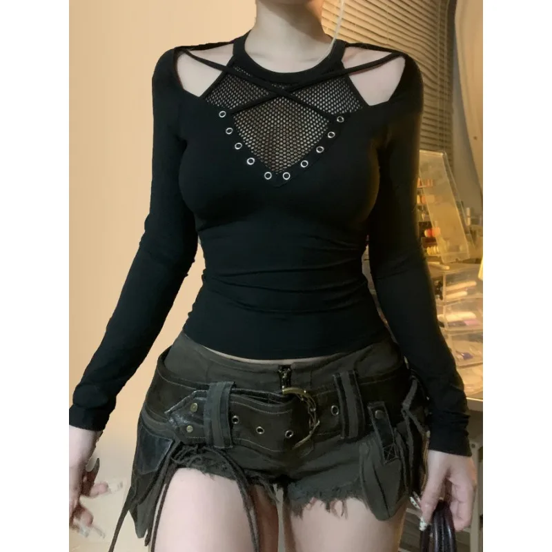 Darkly Punk Cothic женская футболка с длинным рукавом в стиле пэчворк, шикарная ткань, топ с вырезом и круглым вырезом, тонкие сексуальные однотонные топы
Darkly Punk Cothic женская футболка с длинным рукавом в стиле пэчворк, шикарная ткань, топ с вырезом и круглым вырезом, тонкие сексуальные однотонные топы