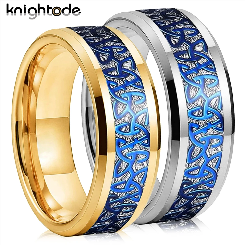 Knightode 8mm Blue Celtic Claddagh Tungsten Rings White Meteorite Inlay Wedding Band for Men Engagement Ring Comfort Fit
Knightode 8mm Blue Celtic Claddagh Tungsten Rings White Meteorite Inlay Wedding Band for Men Engagement Ring Comfort Fit