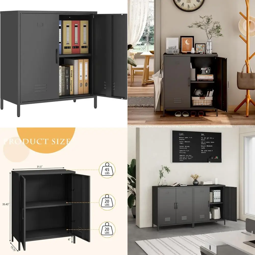 Black Metal Storage Cabinet with Double Doors, Steel Locker Sideboard Buffet Cabinet Console Table for Home and Office
Black Metal Storage Cabinet with Double Doors, Steel Locker Sideboard Buffet Cabinet Console Table for Home and Office