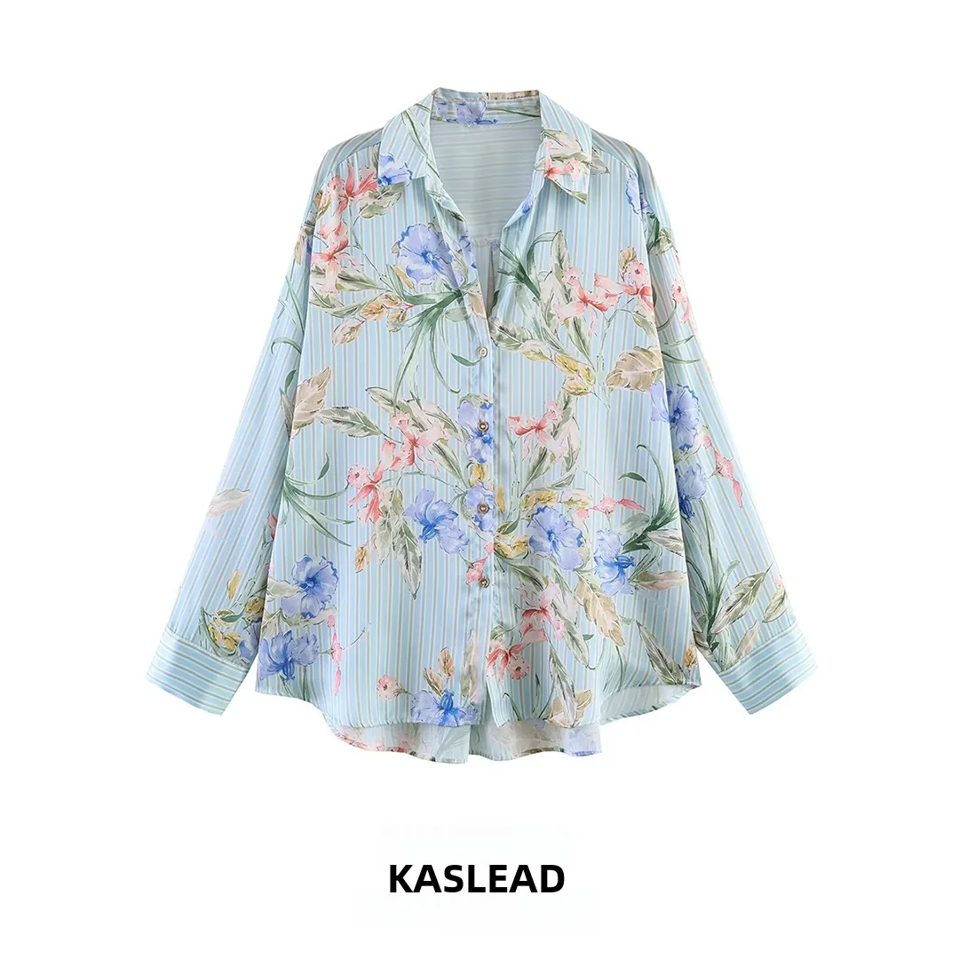 KASLEAD New Women's Fashion Floral Print Silk Satin Feel Shirt Loose Fit Long Sleeve Breathable Skin-Friendly Summer Shirt
KASLEAD New Women's Fashion Floral Print Silk Satin Feel Shirt Loose Fit Long Sleeve Breathable Skin-Friendly Summer Shirt