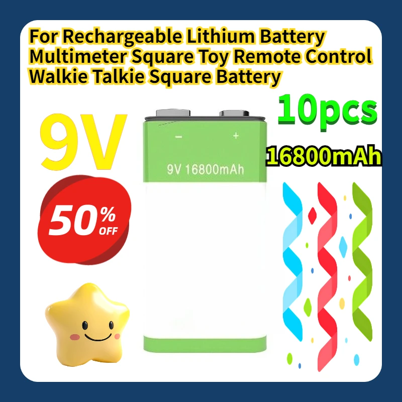 For 9V Rechargeable Lithium Battery Multimeter Square Toy Remote Control Walkie Talkie Square Battery 10pcs
For 9V Rechargeable Lithium Battery Multimeter Square Toy Remote Control Walkie Talkie Square Battery 10pcs