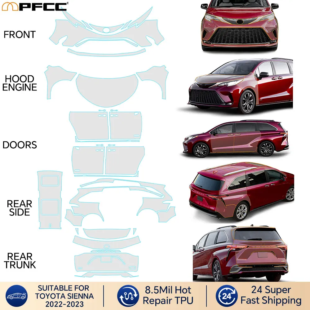 PFCC Pre Cut for Toyota Sienna 2022 2023 PPF Clear Car Paint Protection Film Car Decal Wrap Film Kit Sticker Anti-scratch
PFCC Pre Cut for Toyota Sienna 2022 2023 PPF Clear Car Paint Protection Film Car Decal Wrap Film Kit Sticker Anti-scratch