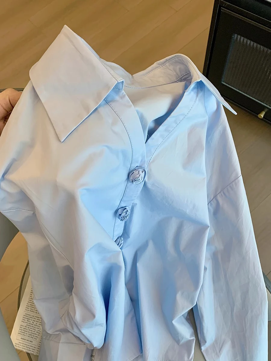 Three-dimensional Flower Blue Shirt for Women's Spring and Autumn Korean Long-sleeved Shirt Fashion Female Clothes
Three-dimensional Flower Blue Shirt for Women's Spring and Autumn Korean Long-sleeved Shirt Fashion Female Clothes