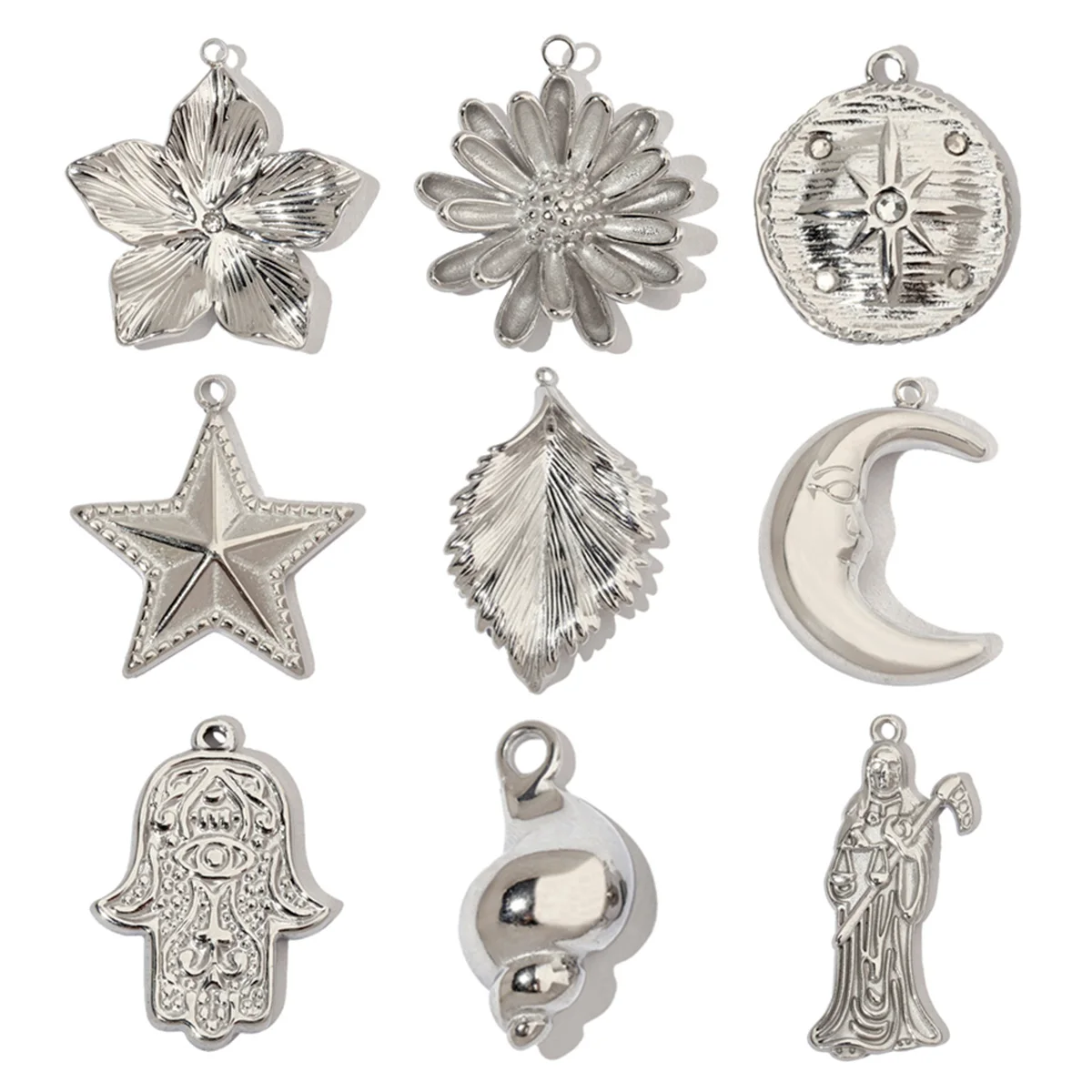 3pcs/Lot Conch Leaf Stainless Steel Diy Charms Women Daisy Flower Star Earring Necklace Making Evil Eye Pendant
3pcs/Lot Conch Leaf Stainless Steel Diy Charms Women Daisy Flower Star Earring Necklace Making Evil Eye Pendant