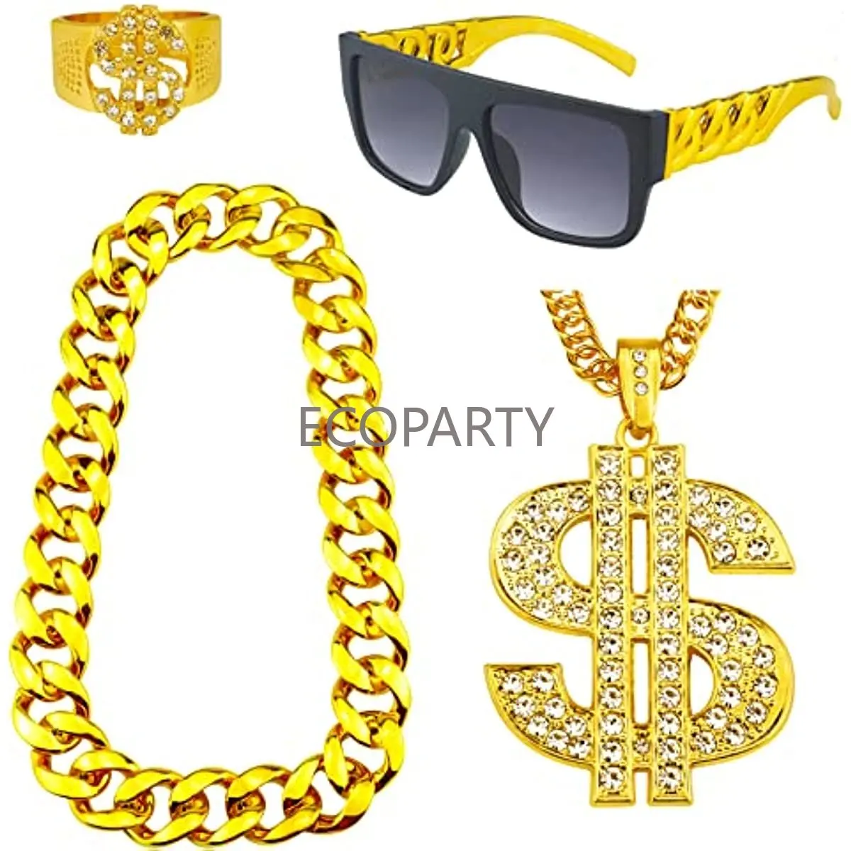 4 Pack 80s 90s Hip Hop Costumes Outfit Fake Gold Chain Money Chain Twist Leg Punk Sunglasses Dollar Sign Finger Ring1920s Party
4 Pack 80s 90s Hip Hop Costumes Outfit Fake Gold Chain Money Chain Twist Leg Punk Sunglasses Dollar Sign Finger Ring1920s Party