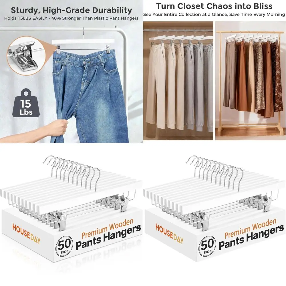 Деревянные вешалки для юбок с регулируемыми зажимами, 50 штук, белые, для брюк, джинсов, шорт
Деревянные вешалки для юбок с регулируемыми зажимами, 50 штук, белые, для брюк, джинсов, шорт