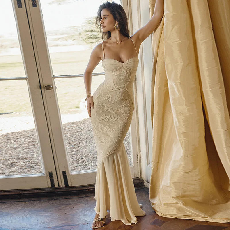 Women Wedding Dresses Vintage Summer Women's New French Long Dress Sexy Lace Folded Dress
Women Wedding Dresses Vintage Summer Women's New French Long Dress Sexy Lace Folded Dress