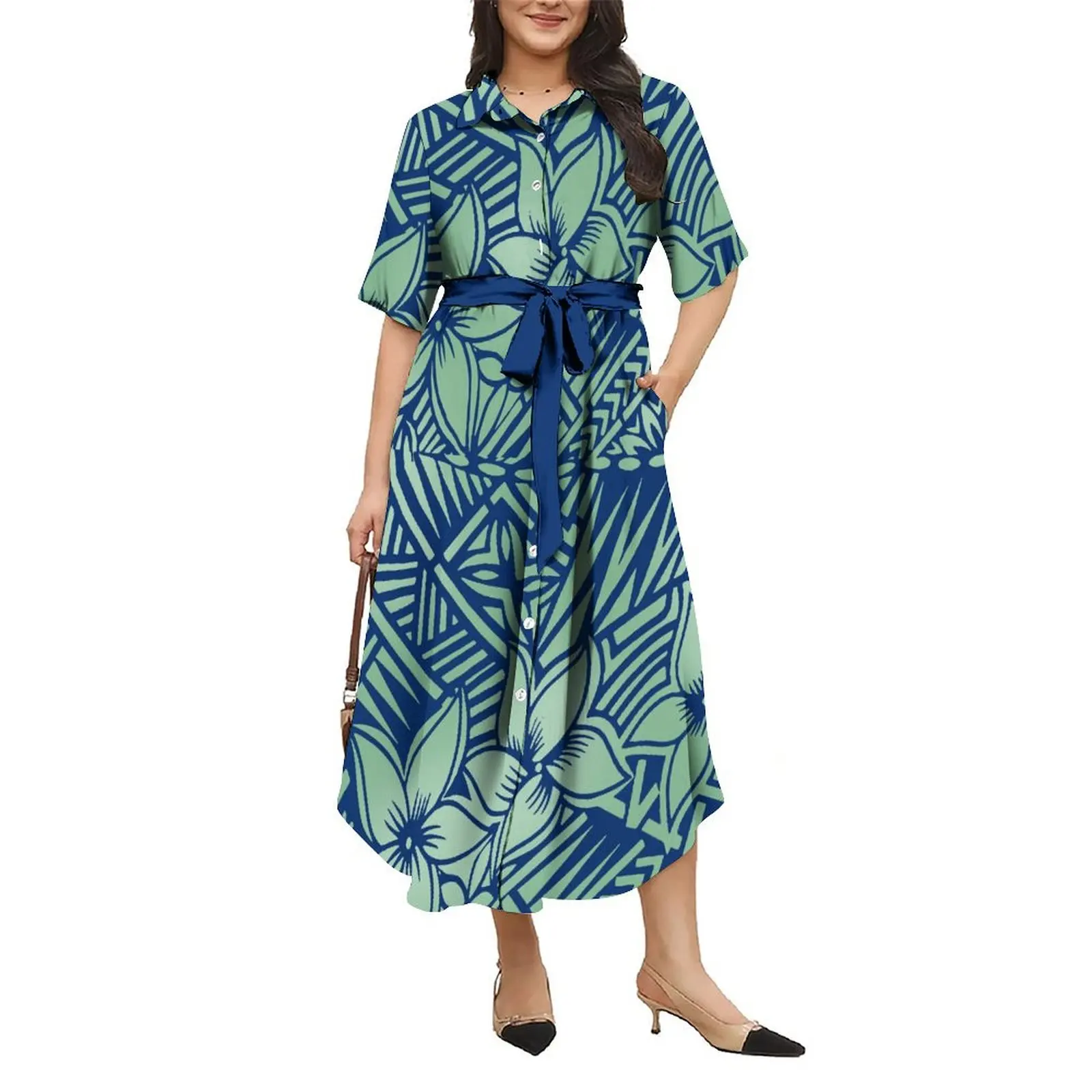 Samoan Patterned Floral Print Design Polynesian Women'S Dress 2025 New Lapel Shirt Belt Dress Full Skirt Party Dress
Samoan Patterned Floral Print Design Polynesian Women'S Dress 2025 New Lapel Shirt Belt Dress Full Skirt Party Dress
