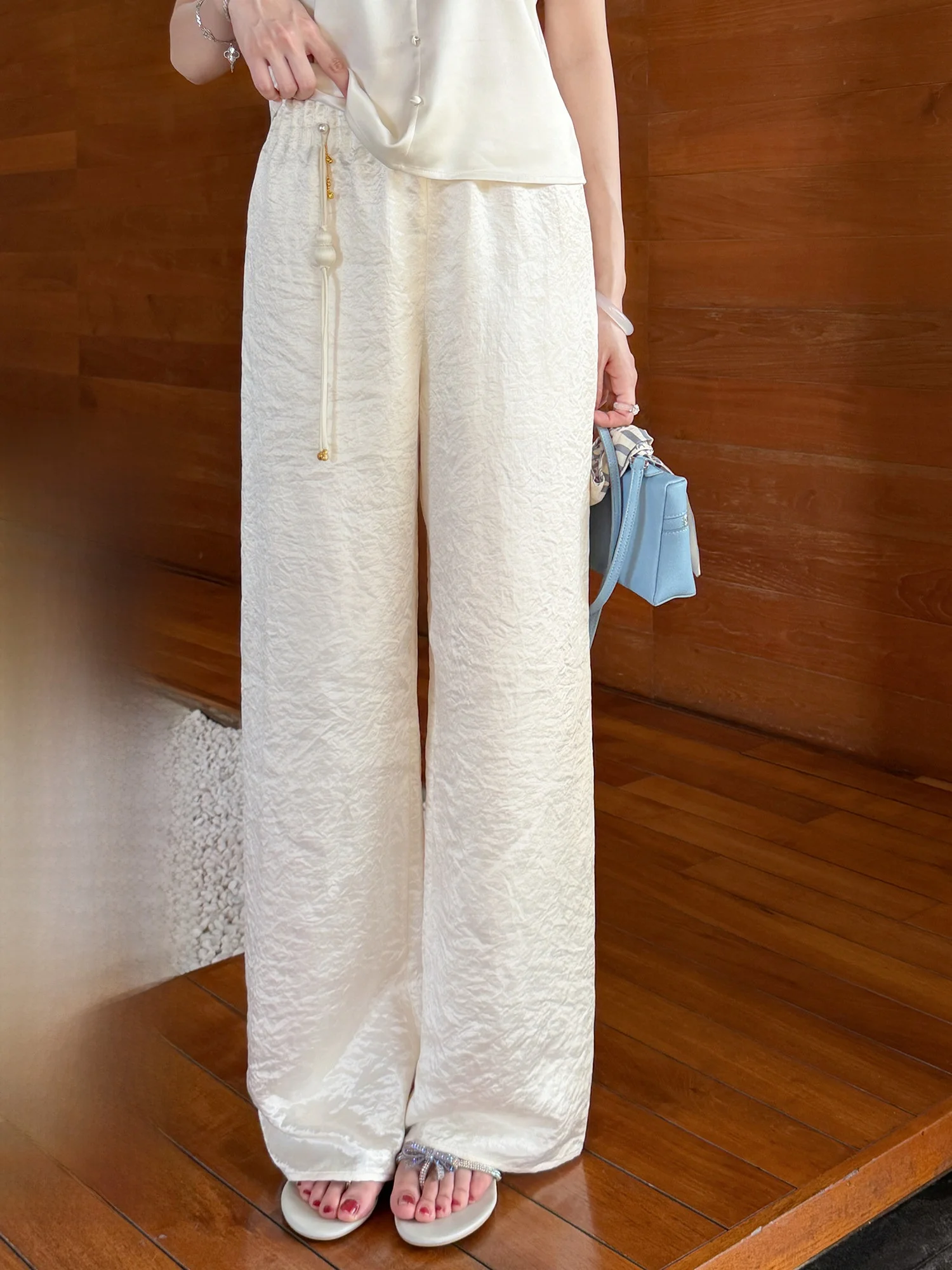 Elegant Acetate White Casual Pants Women's Summer Peanut Pendant Small Straight Leg Pants Quality Garment by GA Seasons
Elegant Acetate White Casual Pants Women's Summer Peanut Pendant Small Straight Leg Pants Quality Garment by GA Seasons