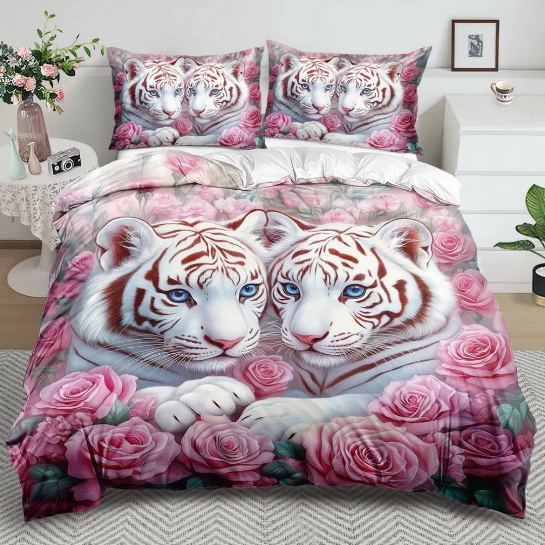 3pcs Fashion Bedding Set Tiger Pink Rose Digital Print Comfortable Breathable Duvet Cover King Queen Twin Single Size for Gift
3pcs Fashion Bedding Set Tiger Pink Rose Digital Print Comfortable Breathable Duvet Cover King Queen Twin Single Size for Gift