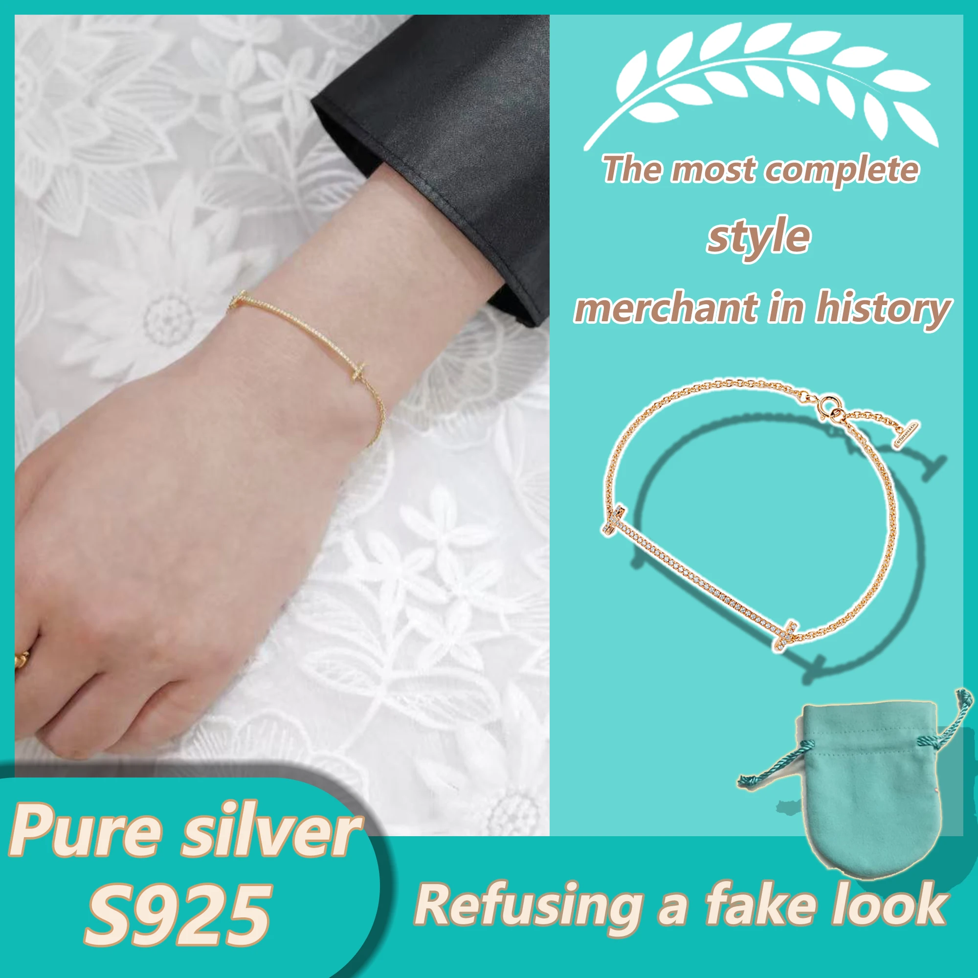 Exquisite luxury diamond inlaid smile bracelet made of pure silver S925, elegant temperament, simple bracelet, T series gift
Exquisite luxury diamond inlaid smile bracelet made of pure silver S925, elegant temperament, simple bracelet, T series gift