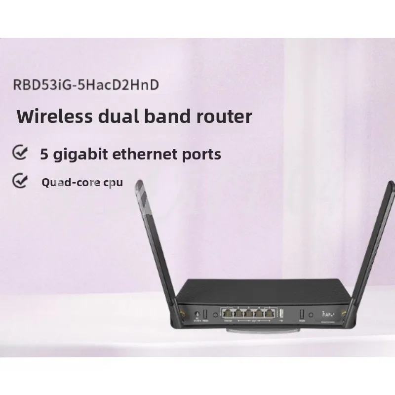 RBD53iG-5HacD2HnD HAP Ac3 Dual-band Wifi Gigabit Wireless Router, Architecture ARM 32bit, CPU Nominal Frequency 716 MHz
RBD53iG-5HacD2HnD HAP Ac3 Dual-band Wifi Gigabit Wireless Router, Architecture ARM 32bit, CPU Nominal Frequency 716 MHz