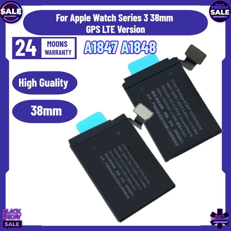 New A1847 A1848 Series3 38mm Battery for Apple Watch Series 3 38mm GPS Version Series3 LTE 38mm Watch Battery
New A1847 A1848 Series3 38mm Battery for Apple Watch Series 3 38mm GPS Version Series3 LTE 38mm Watch Battery