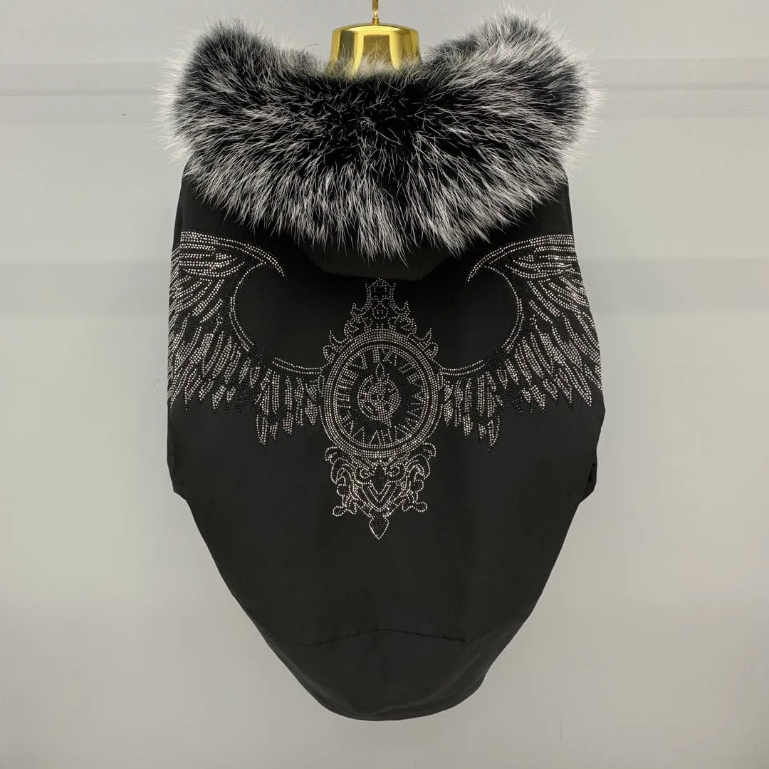 Fashionable Young Parkas Winter Women Removable Rex Rabbit Liner Warm Hooded Coat Diamonds Wings Long Sleeve Wadded Jackets
Fashionable Young Parkas Winter Women Removable Rex Rabbit Liner Warm Hooded Coat Diamonds Wings Long Sleeve Wadded Jackets