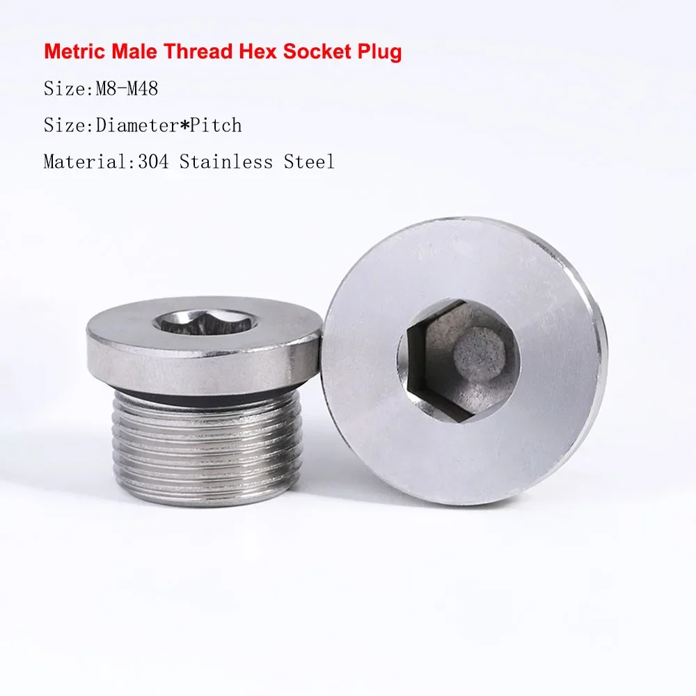 1PCS Metric Male Thread 304 Stainless Steel Hex Socket Plug ED Sealing Ring Flange Inner Hexagon Bolt Oil Water Pipe Fitting
1PCS Metric Male Thread 304 Stainless Steel Hex Socket Plug ED Sealing Ring Flange Inner Hexagon Bolt Oil Water Pipe Fitting