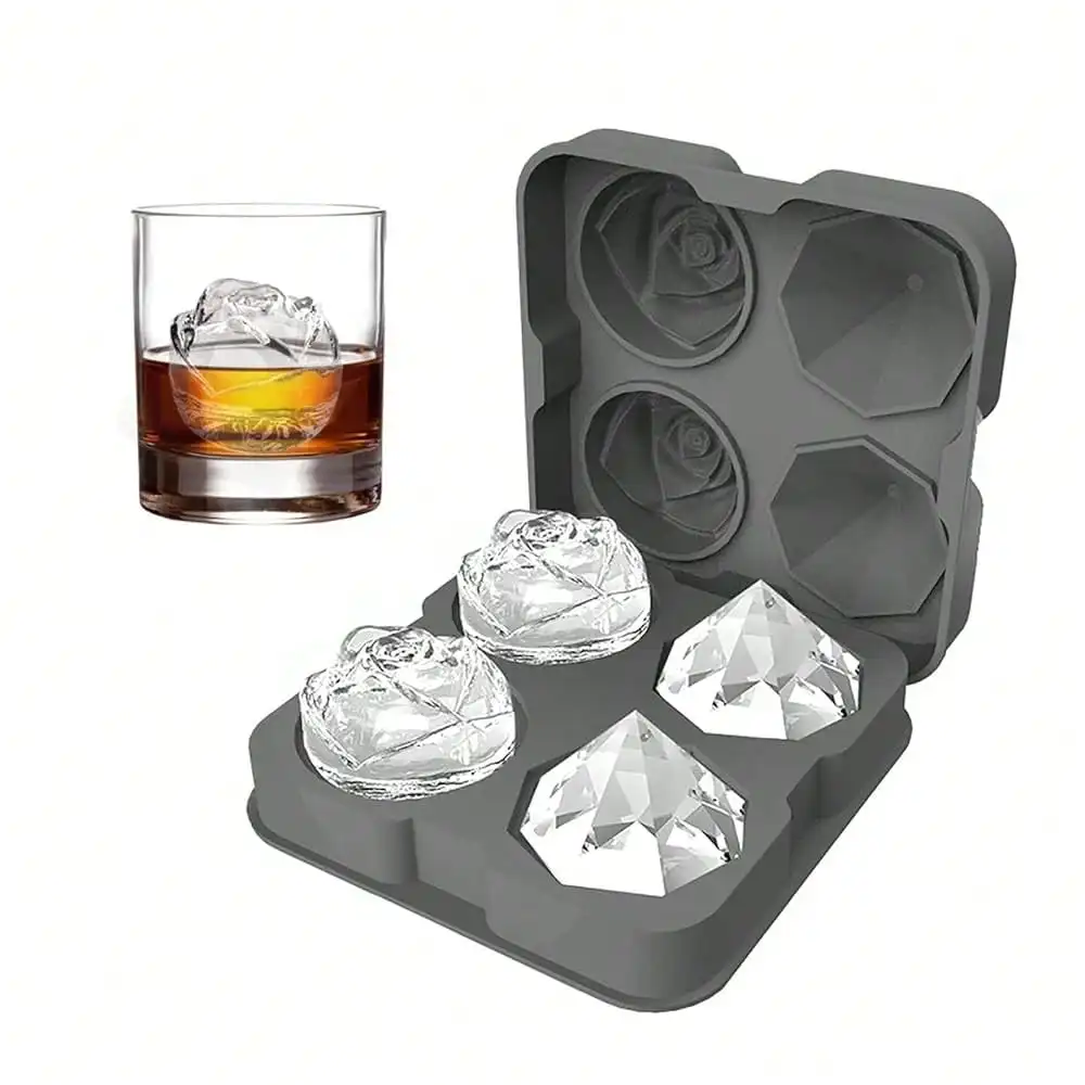 Ice Cube Tray, 2.5inch Ice Cube Molds, 2 Cavity Silicone Rose & 2 Diamond Ice Ball Maker, Easy Release Large Ice Cube Form For C
Ice Cube Tray, 2.5inch Ice Cube Molds, 2 Cavity Silicone Rose & 2 Diamond Ice Ball Maker, Easy Release Large Ice Cube Form For C