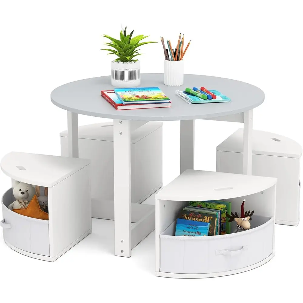 Children's Activity Play Table with 4 Storage Stools, Grey Toddler Table and Chair Set for Playroom and Daycare
Children's Activity Play Table with 4 Storage Stools, Grey Toddler Table and Chair Set for Playroom and Daycare