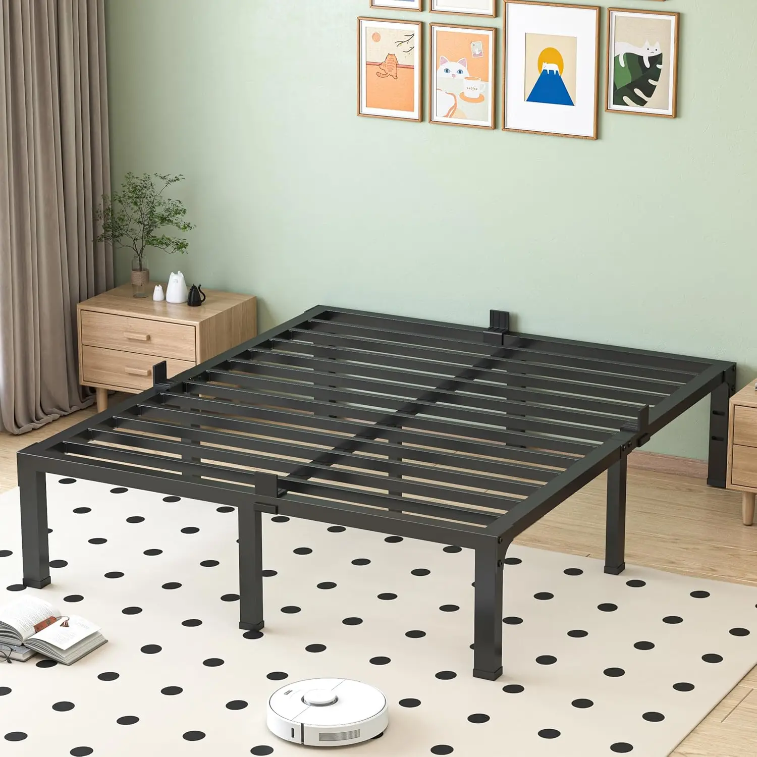 King Platform Bed Frame 14in Heavy Duty Steel Slat Noise Free No Box Spring Easy Assembly, Customized
King Platform Bed Frame 14in Heavy Duty Steel Slat Noise Free No Box Spring Easy Assembly, Customized