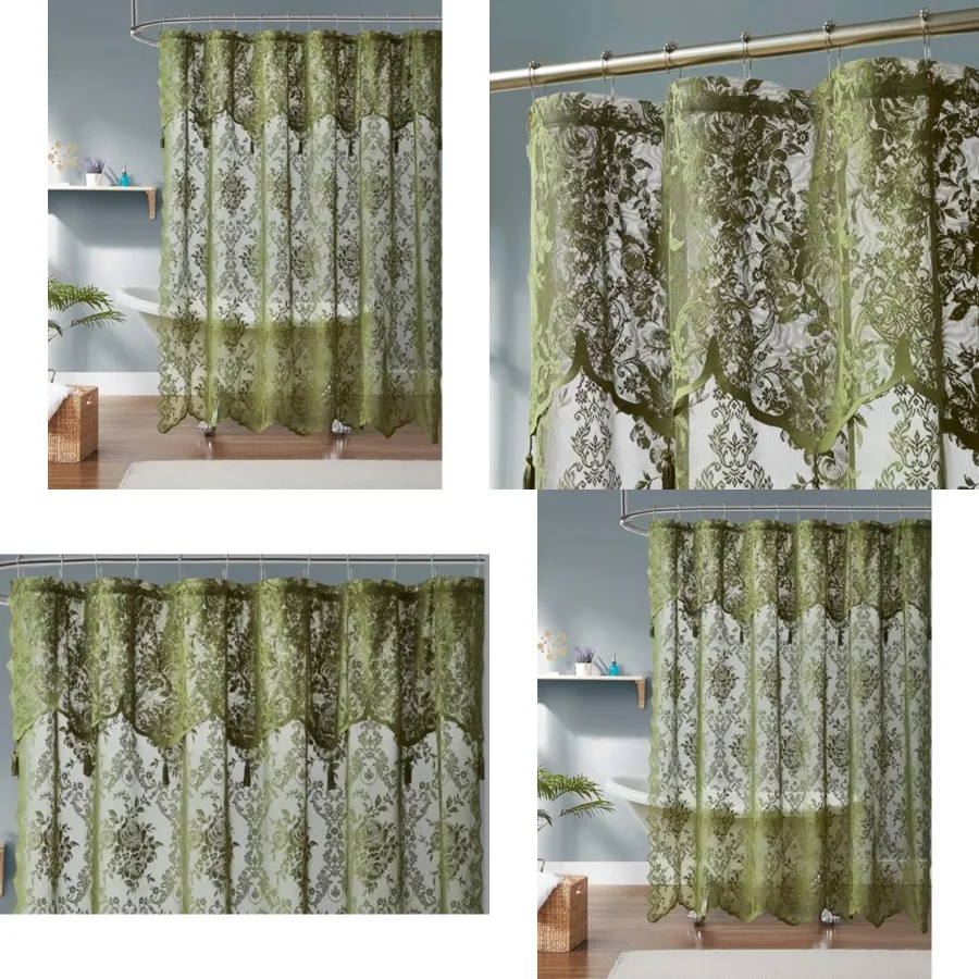 Lace Shower Curtain 72 x 96 Inch with Attached Valance 7 Tassels. Luxury Farmhouse Shower Curtains for the Bathroom or Boho Sho
Lace Shower Curtain 72 x 96 Inch with Attached Valance 7 Tassels. Luxury Farmhouse Shower Curtains for the Bathroom or Boho Sho