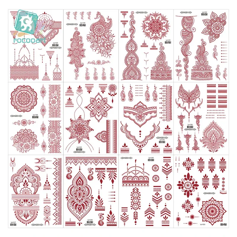 2 Sheets Tattoo Stickers Women Girl Body Art Sexy Temporary India Flower Red Color Henna Temporary Tattoo For Hands Foot
2 Sheets Tattoo Stickers Women Girl Body Art Sexy Temporary India Flower Red Color Henna Temporary Tattoo For Hands Foot