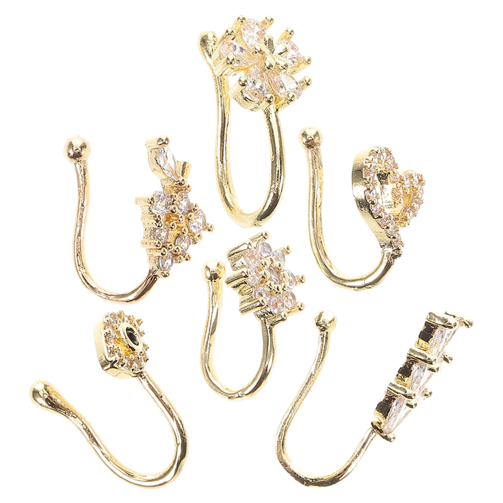 6Pcs Nose Pin Clip Rings Micropaved Zircon Copper Fashion Women Non Pierced Nose Ring Cuff Heart Star Moon Shape Body Jewelry
6Pcs Nose Pin Clip Rings Micropaved Zircon Copper Fashion Women Non Pierced Nose Ring Cuff Heart Star Moon Shape Body Jewelry