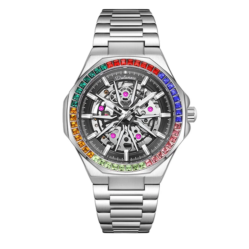 Dulunwe Men's Automatic Watch Luxury Color Diamond Business Tourbillon Skeleton Watch Shiny Color Mechanical Watch
Dulunwe Men's Automatic Watch Luxury Color Diamond Business Tourbillon Skeleton Watch Shiny Color Mechanical Watch