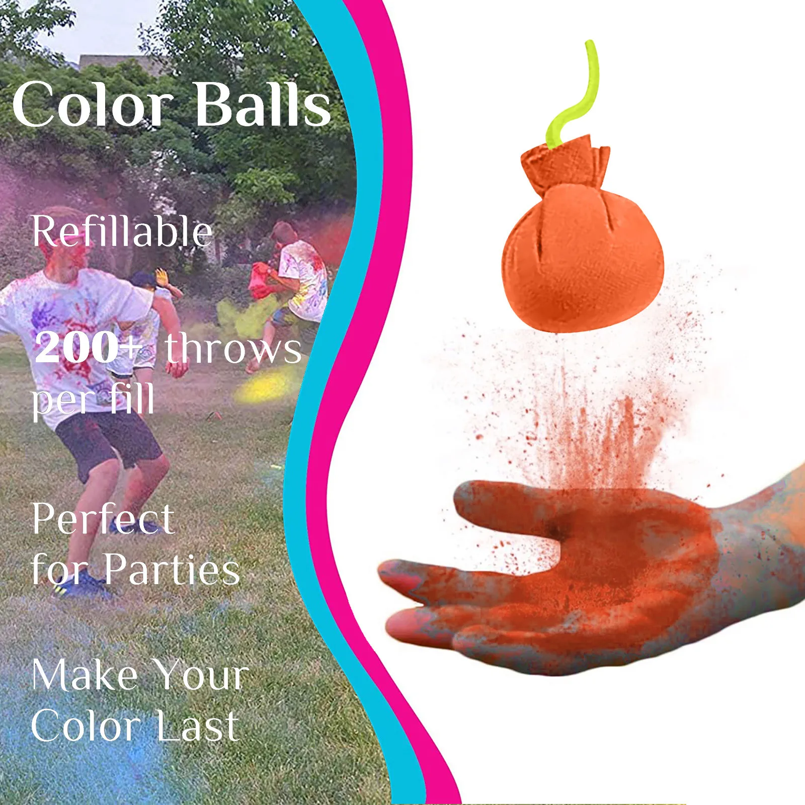Atmosphere Supplies Party Color Throwing Powder Balls Refillable Holi Color Balls Combine Color Powder Fun Party Throwing
Atmosphere Supplies Party Color Throwing Powder Balls Refillable Holi Color Balls Combine Color Powder Fun Party Throwing
