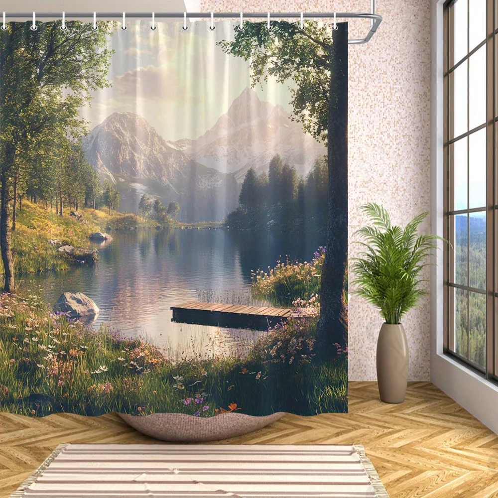 Занавеска для душа Mountain Lake Sunset, Golden Reflection, полиэстер, 12 крючков, можно стирать в машине
Занавеска для душа Mountain Lake Sunset, Golden Reflection, полиэстер, 12 крючков, можно стирать в машине