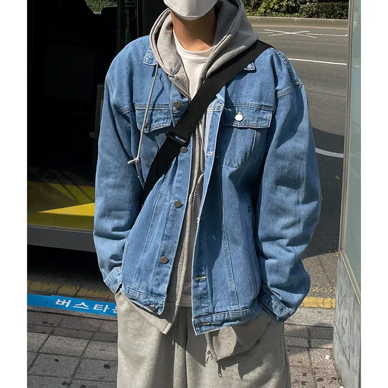 Осенние винтажные новые модные мужские свободные простые базовые повседневные модные джинсовые куртки с отложным воротником и длинными рукавами, мужские пальто, одежда
Осенние винтажные новые модные мужские свободные простые базовые повседневные модные джинсовые куртки с отложным воротником и длинными рукавами, мужские пальто, одежда