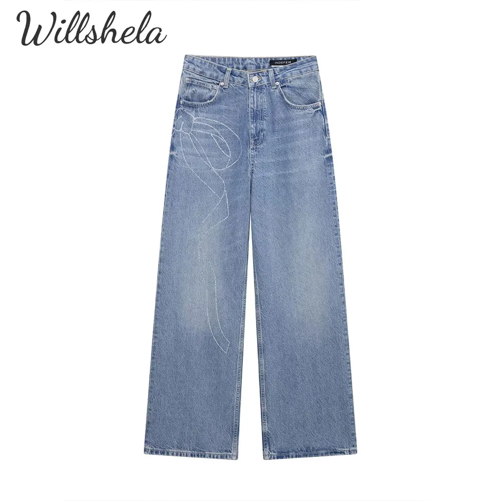Willshela Women Y2K Denim Pant with Diamands Wide Leg High Waist Female Chic Lady Casual Long Trousers
Willshela Women Y2K Denim Pant with Diamands Wide Leg High Waist Female Chic Lady Casual Long Trousers