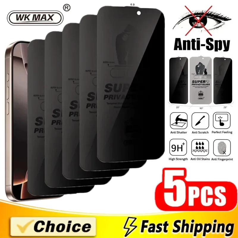 5Pcs Full Cover Privacy Screen Protector for IPhone 16 13 12 11 14 15 Pro Max Anti-spy Tempered Glass for IPhone 17 PRO XR X XS
5Pcs Full Cover Privacy Screen Protector for IPhone 16 13 12 11 14 15 Pro Max Anti-spy Tempered Glass for IPhone 17 PRO XR X XS