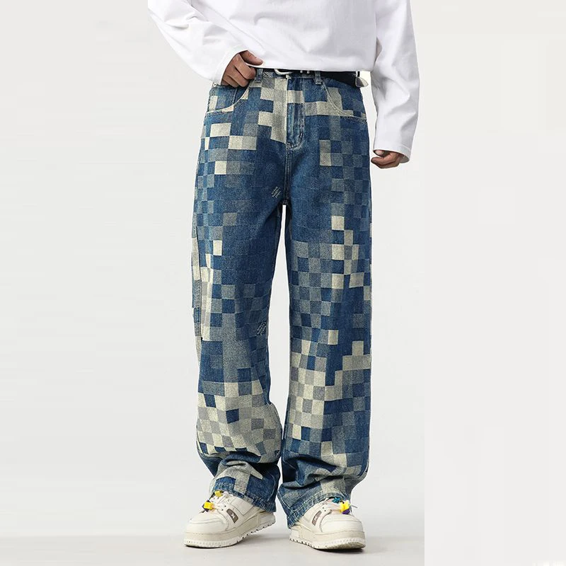 KIDWHXR Man Straight-leg Pant American Contrast Color Plaid Male Trousers Streetwear Loose Pocket Mid Waist Men Denim Pant
KIDWHXR Man Straight-leg Pant American Contrast Color Plaid Male Trousers Streetwear Loose Pocket Mid Waist Men Denim Pant