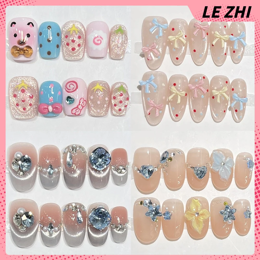 Cartoon Kawaii Short Square Round Handmade Cat Eyes Full Cover Nails Fashion Wave Point Diamond Flowers Wearable False Nails
Cartoon Kawaii Short Square Round Handmade Cat Eyes Full Cover Nails Fashion Wave Point Diamond Flowers Wearable False Nails