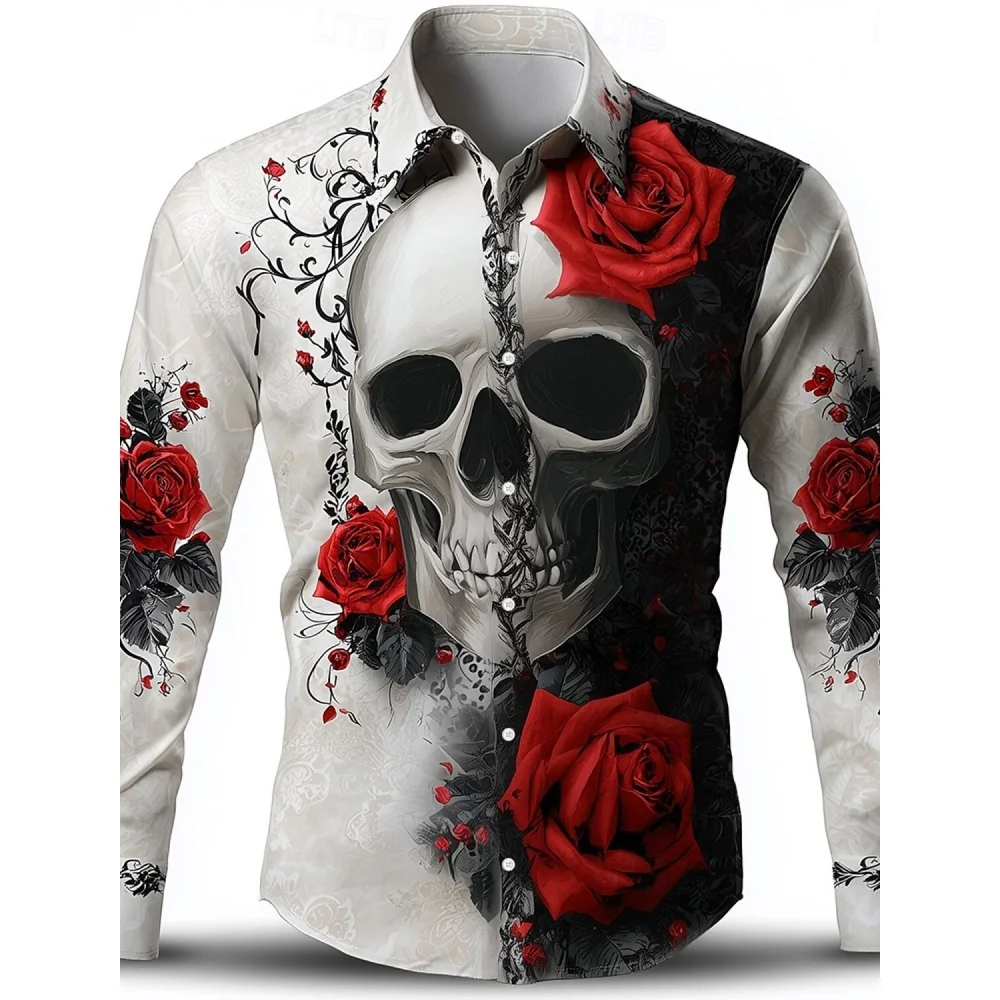 Men's Skeleton Rose Skulls Shirt Button up Shirt Long Sleeve Dark Shirts for Man Gothic Style Street 3D Print Shirt Men Clothing
Men's Skeleton Rose Skulls Shirt Button up Shirt Long Sleeve Dark Shirts for Man Gothic Style Street 3D Print Shirt Men Clothing