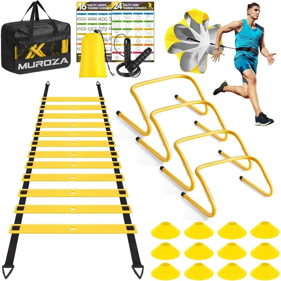 Ladder amp Soccer Goal Training Set, 20ft Speed Ladder with Cones, Hurdles, Jump Rope amp Parachute, Plus 2 Pack Pop Up Kids Soc
Ladder amp Soccer Goal Training Set, 20ft Speed Ladder with Cones, Hurdles, Jump Rope amp Parachute, Plus 2 Pack Pop Up Kids Soc