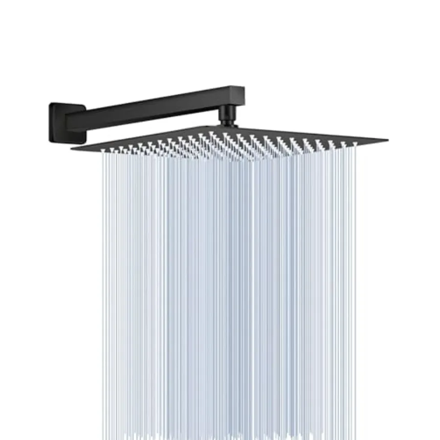 Rainfall Shower Head for Bathroom, All Metal Matte Black, 12 Large Rain Square with 16 Stainless Steel Extension Arm, 144 Silic
Rainfall Shower Head for Bathroom, All Metal Matte Black, 12 Large Rain Square with 16 Stainless Steel Extension Arm, 144 Silic