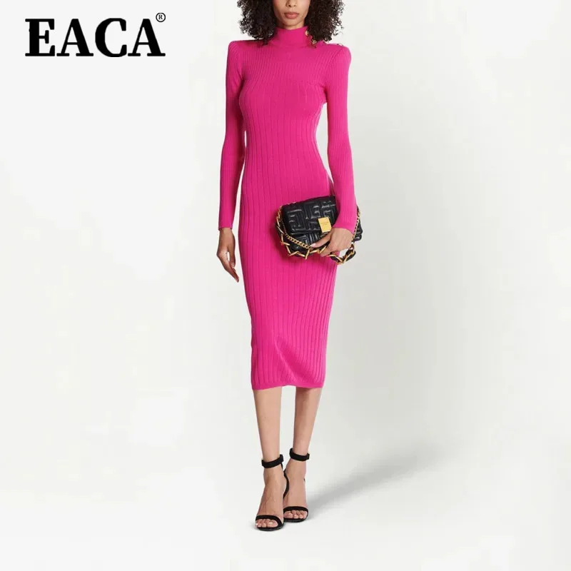 EACA Solid Color Semi-high Neck Long Shoulder Pad Waist Knit Dress Over The Knee Women 2025 New Fashion Temperament
EACA Solid Color Semi-high Neck Long Shoulder Pad Waist Knit Dress Over The Knee Women 2025 New Fashion Temperament