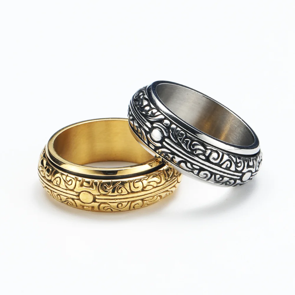 European and American Vintage Astronomical Ball Pattern Personalized Rotating Stainless Steel Rings Size 6-13
European and American Vintage Astronomical Ball Pattern Personalized Rotating Stainless Steel Rings Size 6-13