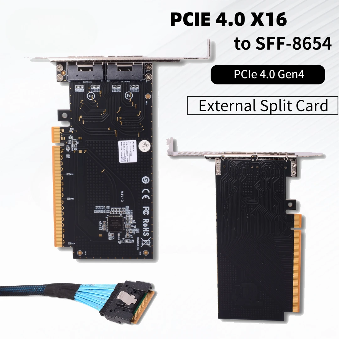 Single-slot GPU Graphics Card PCIe 4.0 X16 To SlimSAS 8654 Backplane External Split Card SFF-8654 Extension Cable 52CM 69CM 72CM
Single-slot GPU Graphics Card PCIe 4.0 X16 To SlimSAS 8654 Backplane External Split Card SFF-8654 Extension Cable 52CM 69CM 72CM