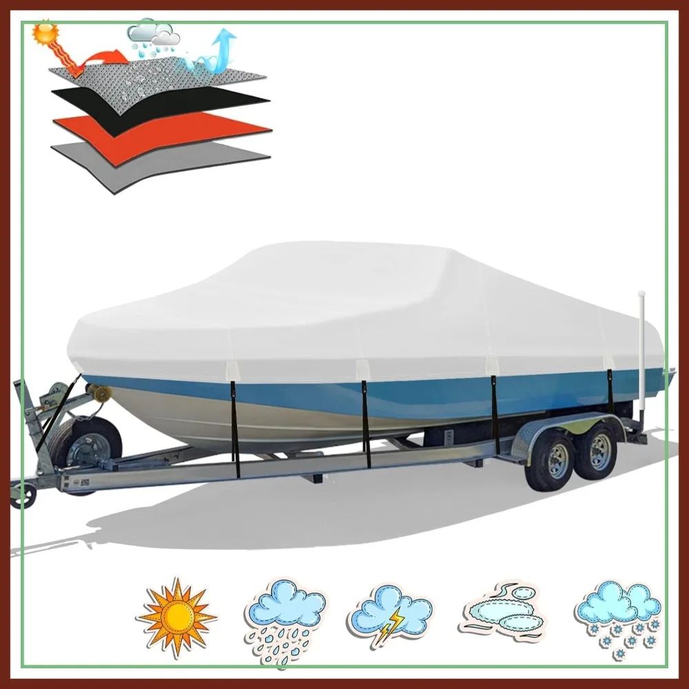 Heavy Duty 1200D PU Waterproof Boat Cover, 17-19ft Trailerable, Fits V-Hull, Tri-Hull, Fishing, Runabout, Bass Boat with Tightening Strap
Heavy Duty 1200D PU Waterproof Boat Cover, 17-19ft Trailerable, Fits V-Hull, Tri-Hull, Fishing, Runabout, Bass Boat with Tightening Strap