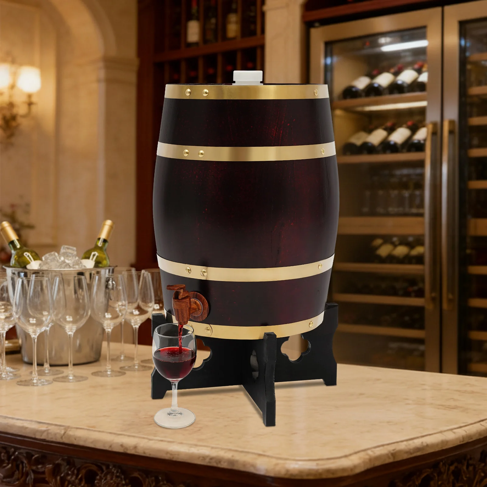 10L/2.64Gal Assembly Vintage Color Vertical Wooden Wine Barrel Multifunctional Wine Barrel with Base and Faucet
10L/2.64Gal Assembly Vintage Color Vertical Wooden Wine Barrel Multifunctional Wine Barrel with Base and Faucet