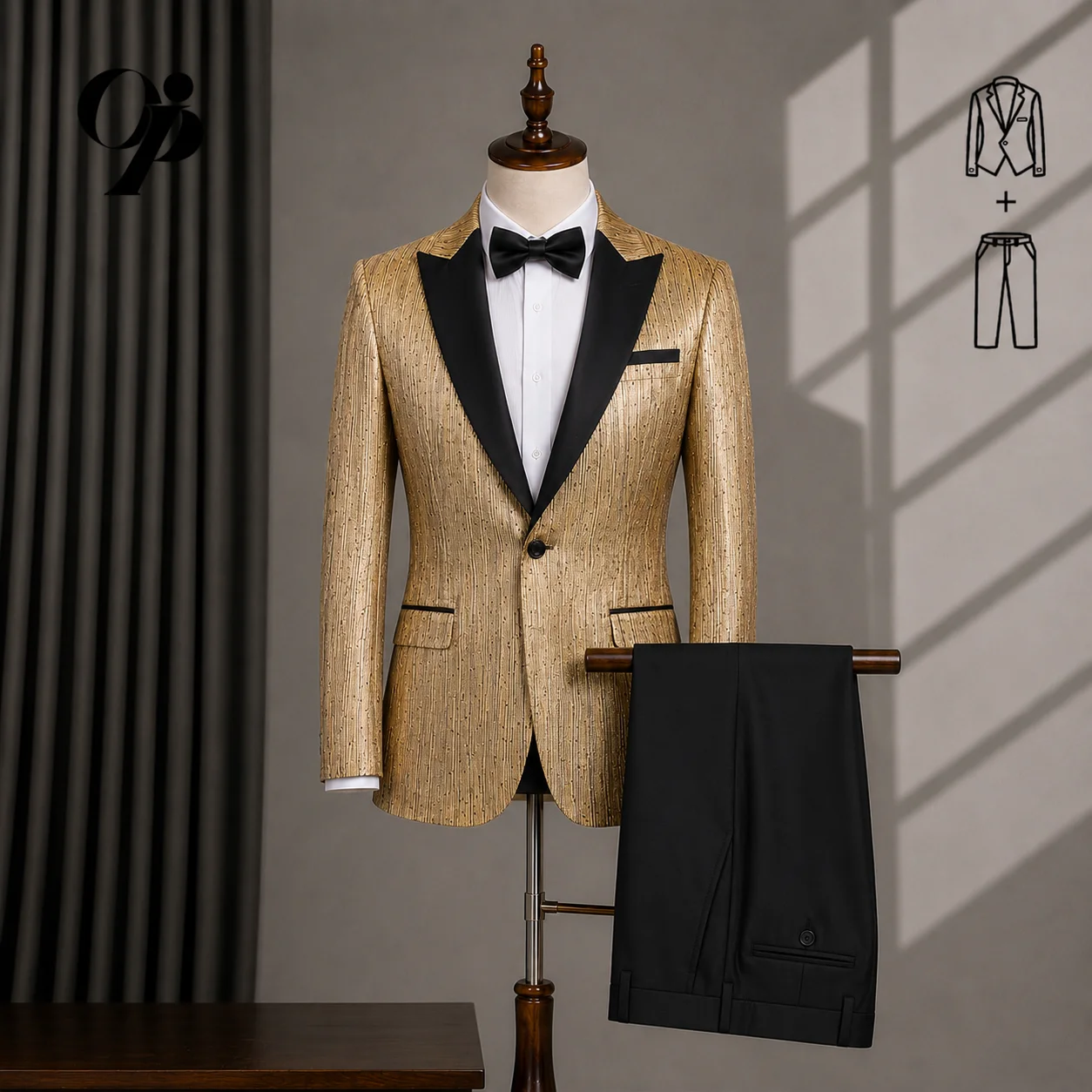 Black Collar Shiny Gold Men Suit Wedding Party Formal Groom Groomsman Prom Business Male Tuxedos 2 Piece Set Jacket Pants
Black Collar Shiny Gold Men Suit Wedding Party Formal Groom Groomsman Prom Business Male Tuxedos 2 Piece Set Jacket Pants