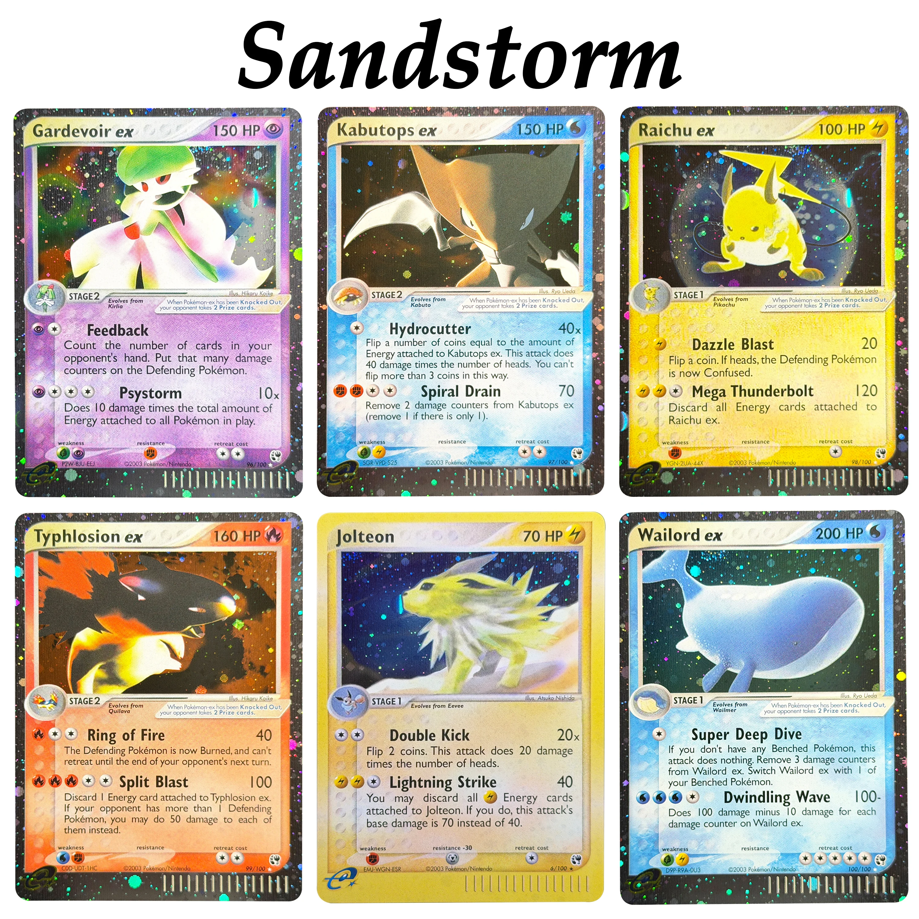 PTCG EX Sandstorm SS Ultra Rare Jolteon Typhlosion Wailord Aerodactyl Gardevoir Kabutops Raichu Proxy PKM Cards Collection
PTCG EX Sandstorm SS Ultra Rare Jolteon Typhlosion Wailord Aerodactyl Gardevoir Kabutops Raichu Proxy PKM Cards Collection