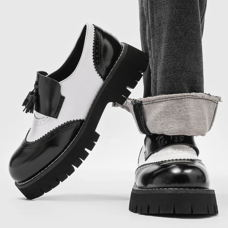 Casual Fashion Tassel Loafers Slip-On Derby Shoes Black And White Color Block New Arrival Men's Rubber Sole Comfortable Shoes
Casual Fashion Tassel Loafers Slip-On Derby Shoes Black And White Color Block New Arrival Men's Rubber Sole Comfortable Shoes