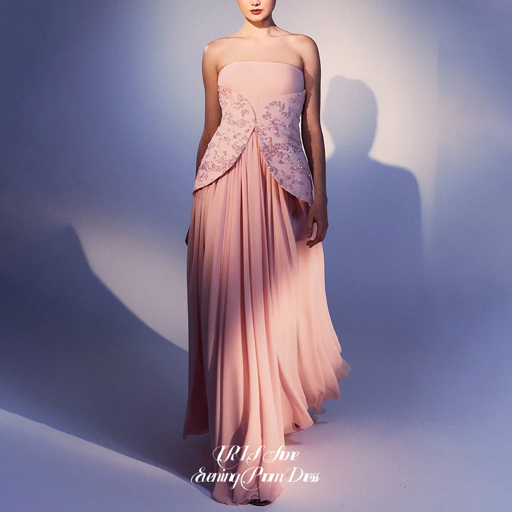 IRIS 2026 Romantic Strapless Prom Evening Dresses for Women Blush Floral Crystal Bead Chiffon A-Line Gown Customized for Party
IRIS 2026 Romantic Strapless Prom Evening Dresses for Women Blush Floral Crystal Bead Chiffon A-Line Gown Customized for Party