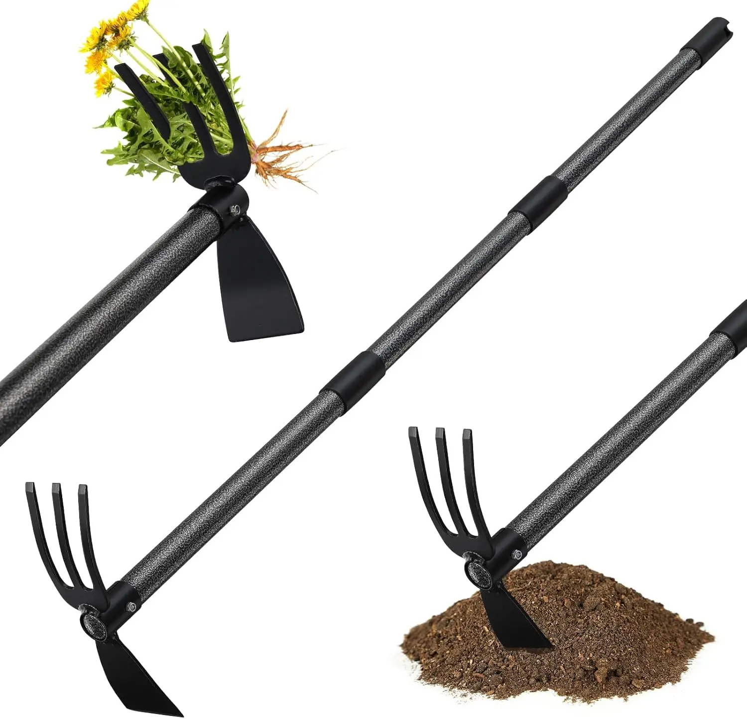 2-in-1 Garden Hoe and Cultivator, 45 Inch Adjustable Long Handle, Heavy Duty Carbon Steel for Weeding Tilling Loosening Soil
2-in-1 Garden Hoe and Cultivator, 45 Inch Adjustable Long Handle, Heavy Duty Carbon Steel for Weeding Tilling Loosening Soil