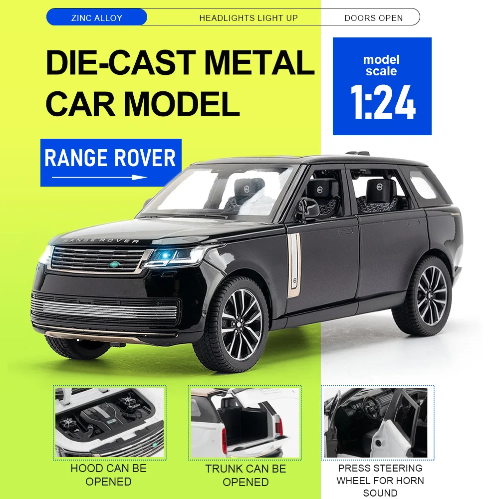 1:24 Land Rover Range Rover SV 2022 Car Model Toys Diecast Alloy SUV Doors Opened Rubber Tires Vehicle Gifts Valuable Collection
1:24 Land Rover Range Rover SV 2022 Car Model Toys Diecast Alloy SUV Doors Opened Rubber Tires Vehicle Gifts Valuable Collection