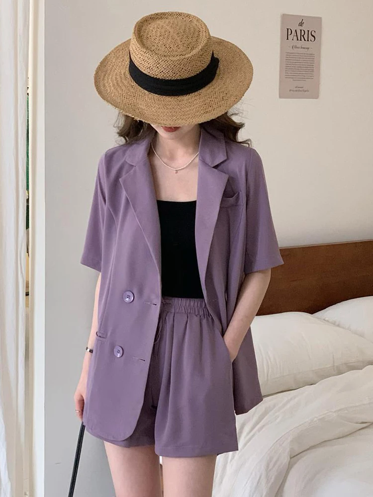 Summer 2 Pieces Outfit Suits Women Formal Temperament Casual Loose Short Sleeve Tops Coat Blazer Suit Shorts Set Street Clothes
Summer 2 Pieces Outfit Suits Women Formal Temperament Casual Loose Short Sleeve Tops Coat Blazer Suit Shorts Set Street Clothes