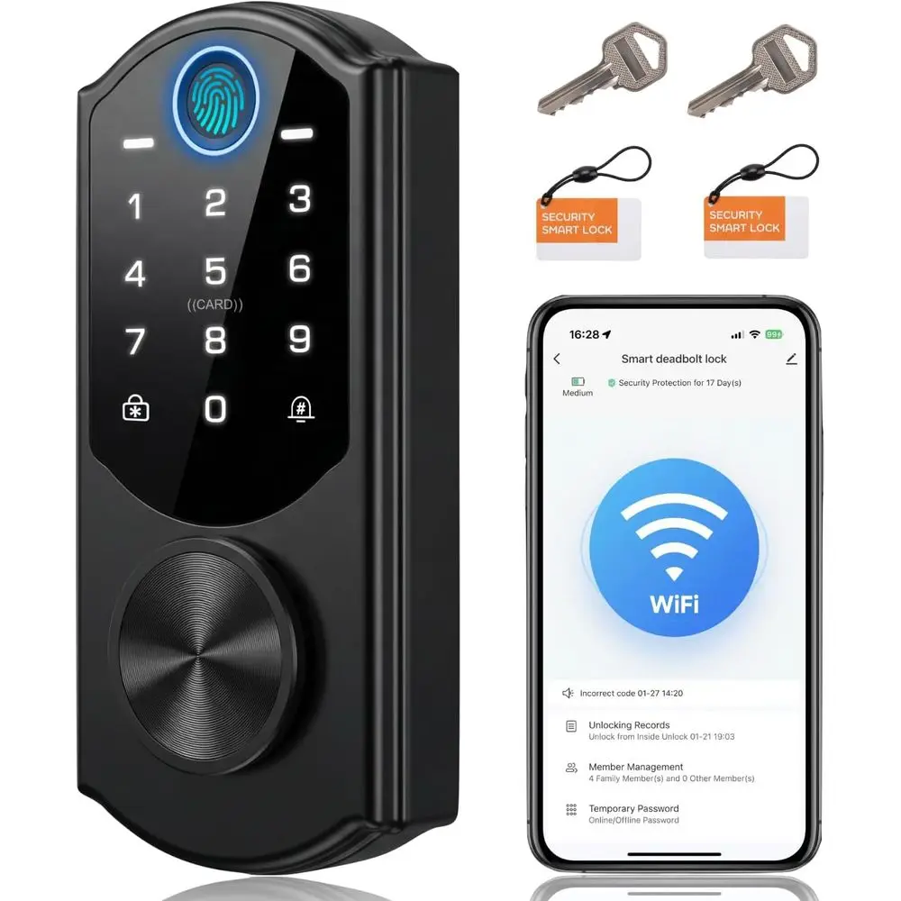 Fingerprint and Touchscreen Deadbolt with Remote Control, Auto-Lock, Easy Install
Fingerprint and Touchscreen Deadbolt with Remote Control, Auto-Lock, Easy Install