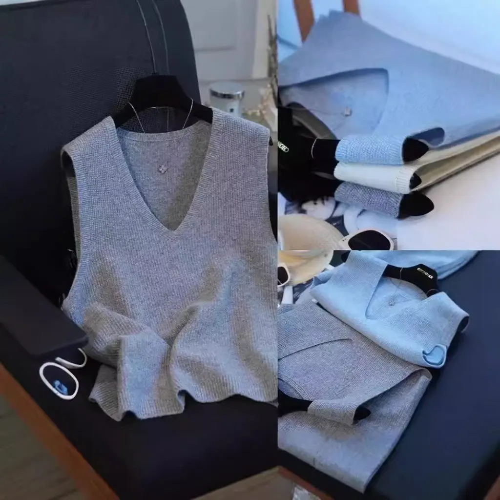 Женский вязаный жилет из овечьей шерсти с v-образным вырезом, свободный однотонный свитер на осень и зиму, многослойный слой F091110
Женский вязаный жилет из овечьей шерсти с v-образным вырезом, свободный однотонный свитер на осень и зиму, многослойный слой F091110